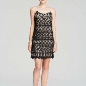 Alice & Olivia Emile black nude lace slip dress - size small